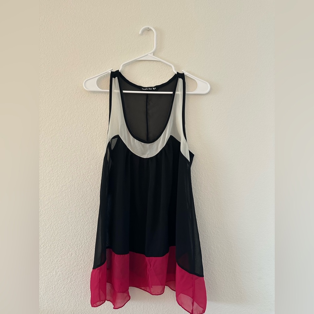 Double Zero sheer Black, pink, ans White Sleeveless Tank Top